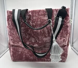 Koala Kanvas Pink Crushed Velvet Top Handle X-Large Tote Bag w/Detachable Strap